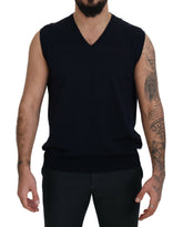 Paolo Pecora Milano Black Cotton V-neck Sleeveless Tank T-shirt -   -  Paolo Pecora Milano.